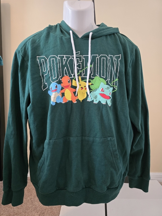 Pokemon Other - Hybrid Mens Pokemon Gang Regular Fit Printed Fleece Hoodie Green Size Medium